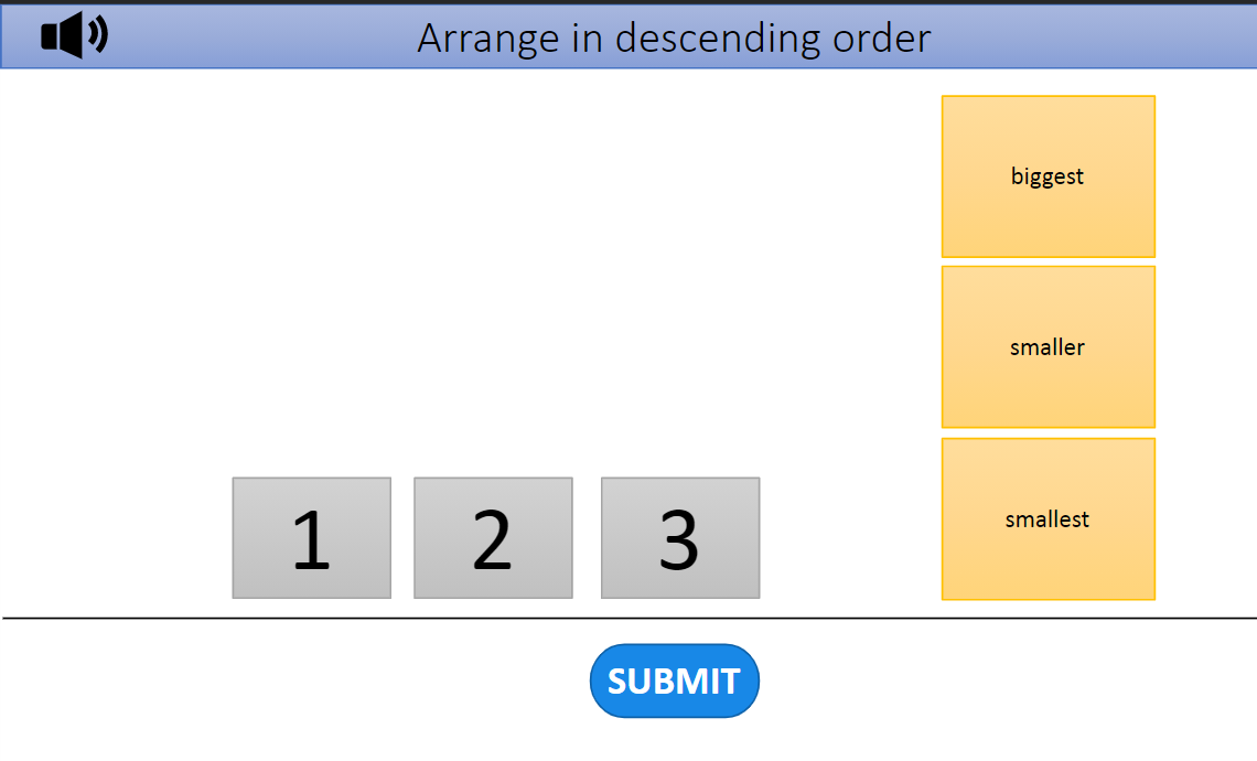 Screenshot of the game "Arrange in descending order"